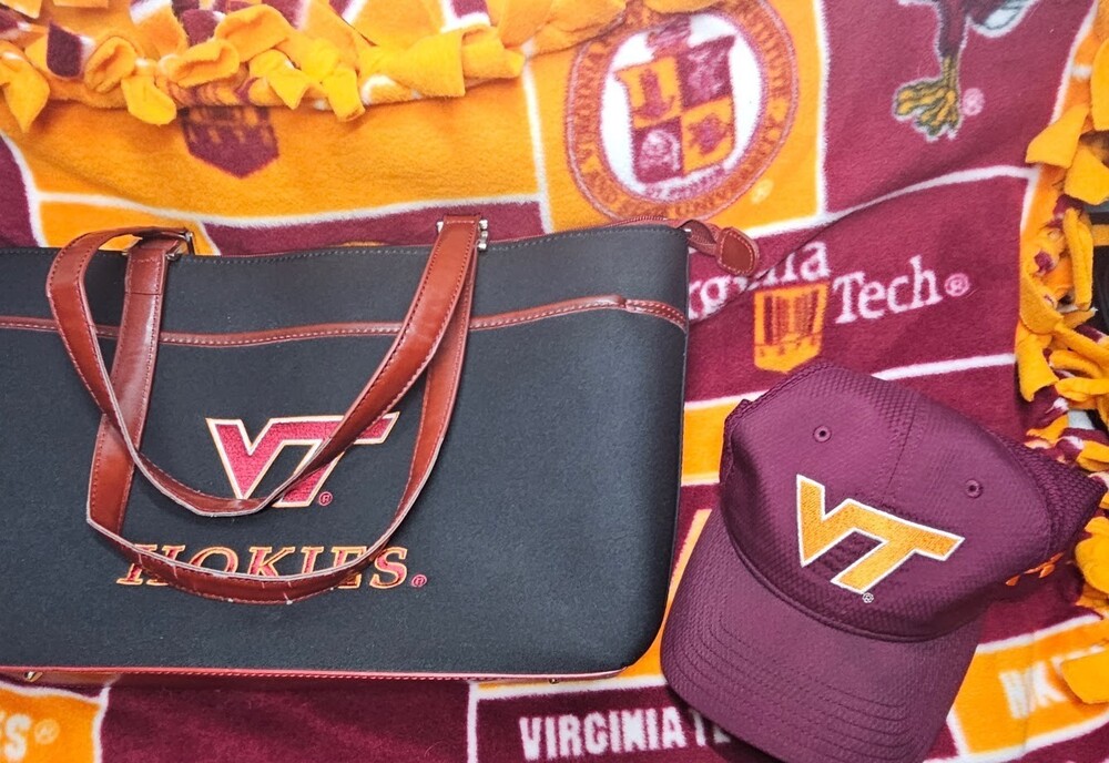 Virginia Tech Hokies Bundle Blanket Under Armour Cap Tote Bag 3 Piece